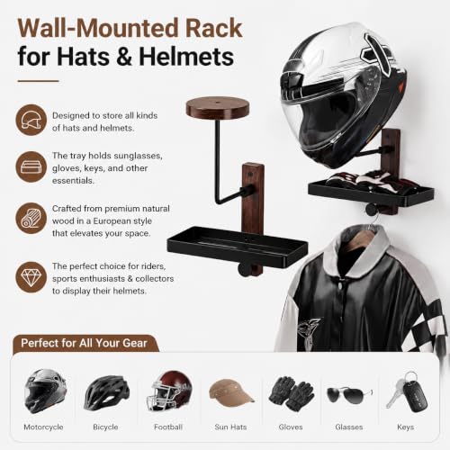 Helmet Holder Wall Mount with Shlef