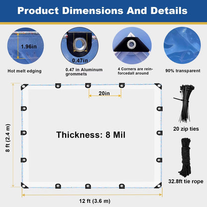 Clear Tarp 8'x12' 8MIL (8 x 12 FT)