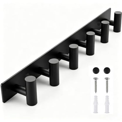 Matte Black Coat Rack Wall Mount (Matte Black / “T“ Shape 6 Hooks 1 Pack)