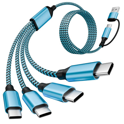 4 in 2 USB C Splitter Charging Cords (Sky Blue)