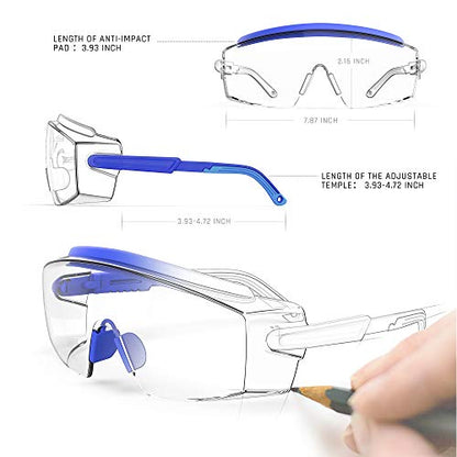 Anti fog Safety Glasses Over Glasses (Blue)