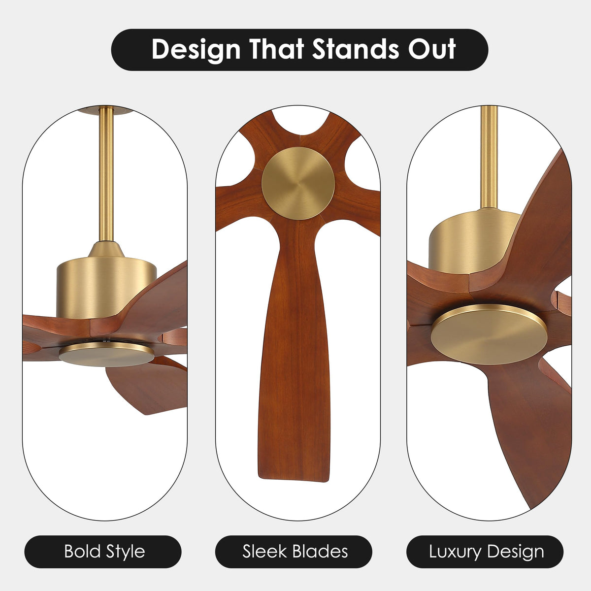 54 Inch DC Ceiling Fans without Light (Aged Brass and Dark Walnut / 54")
