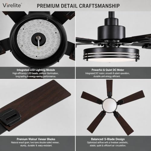 52inch led indoor ceiling fan with light