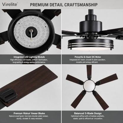 52inch led indoor ceiling fan with light