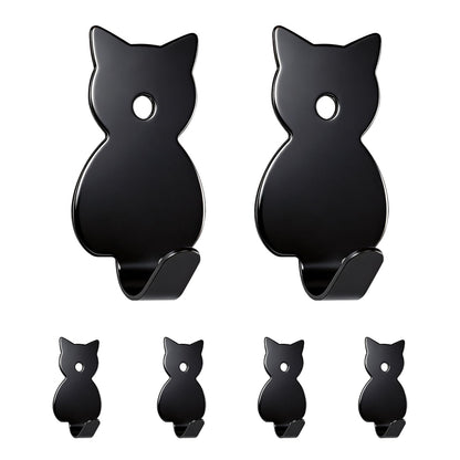 Stainless Adhesive Shower Hooks for Bathroom (Black - Cat)