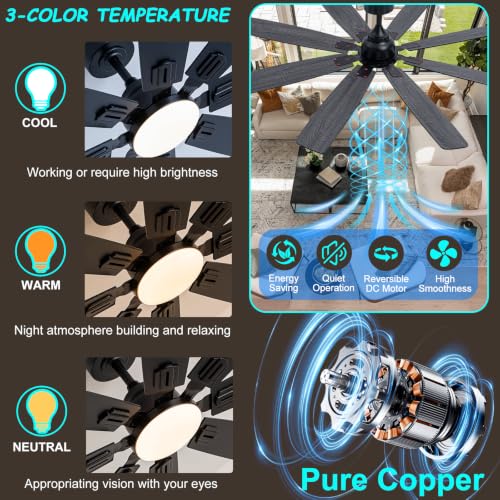 62in Large Black Ceiling Fan (Black SY88-62IN)