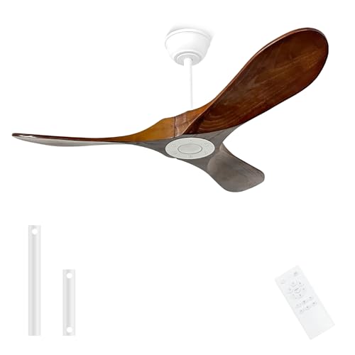 42/52/60/72''Solid Wood Ceiling Fans no Light,Ceiling Fans with Large Airflow,Indoor and Outdoor Ceiling Fan for Living Room,Bedroom,Patios