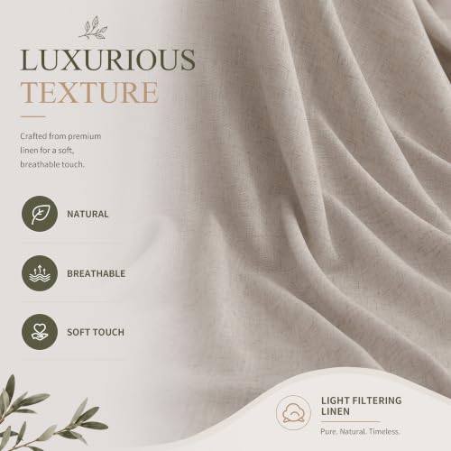 Oatmeal Linen Curtains 102 Inches Long for Living Room 2 Panels (Oatmeal / 52"W x 102"L (Pack of 2))
