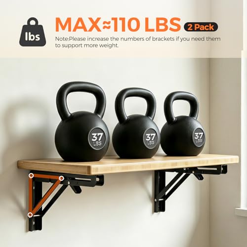 Black Folding Shelf Brackets (6 Inch)