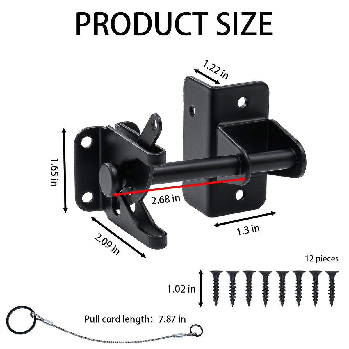 Self Locking Gate Latch (Latch+pull cord)