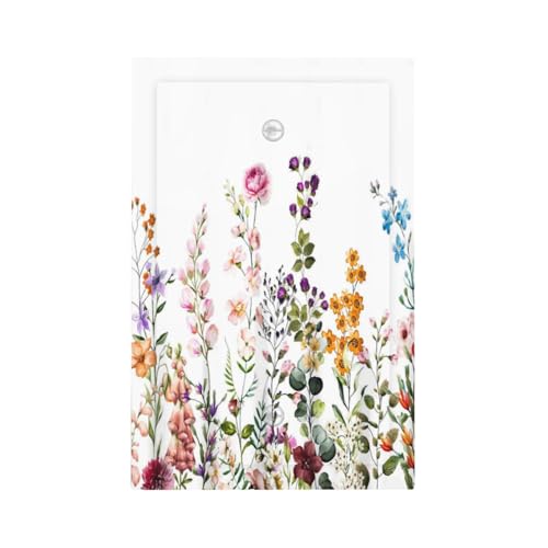 Wildflower Floral Plant Decorative Light Switch Cover Colorful Flower Switch Plate Covers Single Blank Wall Plates Electrical Faceplate for Kitchen Bathroom Bedroom 5" x 3"