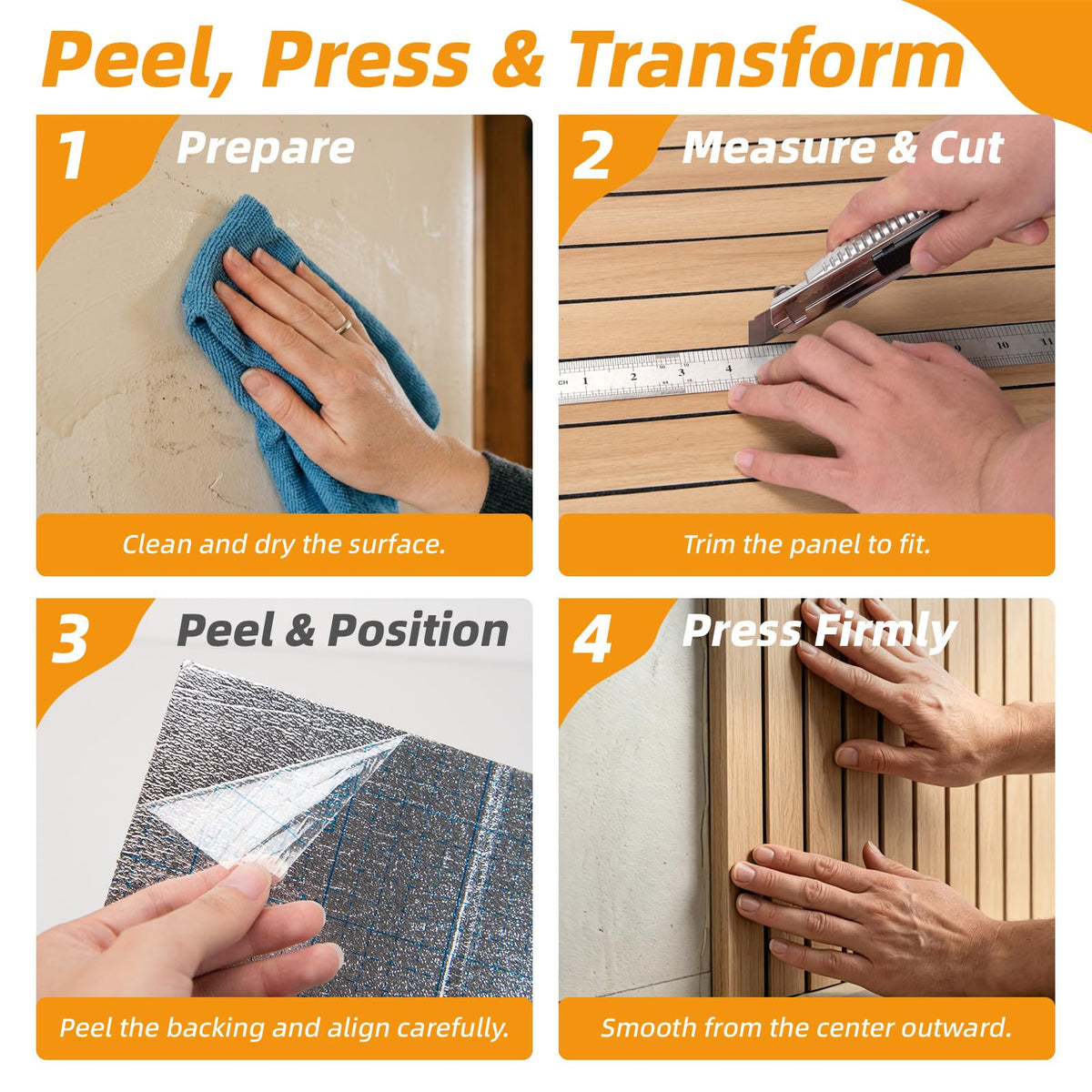 6 Pack Peel and Stick PVC Wood Slat Wall Panel (Oak)