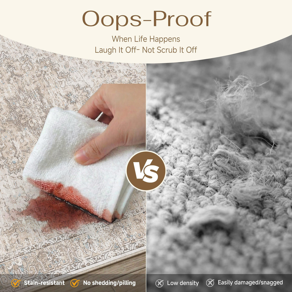 Beige Runner Rugs 2x6 Washable Rug Indoor Carpet (Multi Beige / 2' x 6' (Runner))
