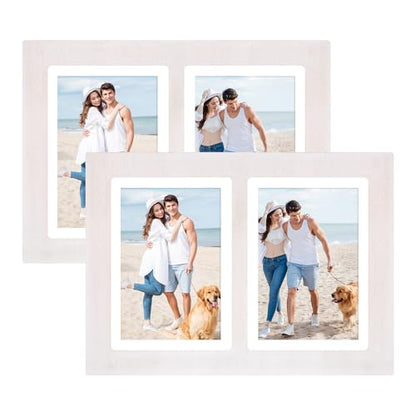 5x7 Collage Picture Frame Set of 2 (Rustic White / 8.5x11.8in (2Pack))