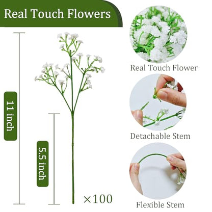 100Pcs Babys Breath Artificial Flowers (White Babys Breath / 100Pcs)
