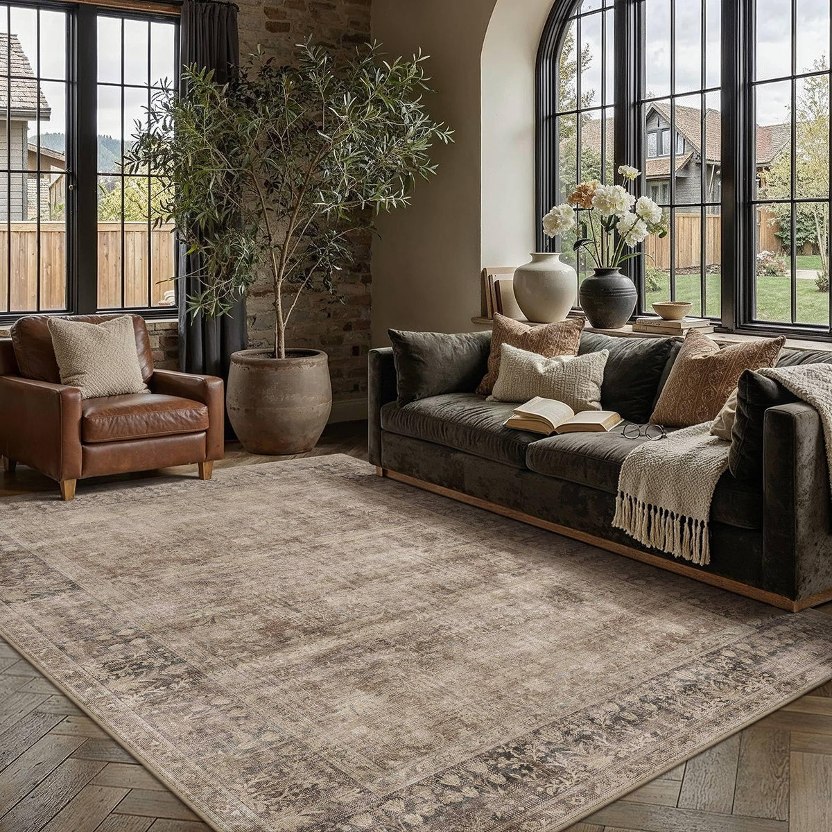 Taupe 5x7 Neutral Area Rugs for Living Room (Taupe / 5' x 7' (Rectangular))