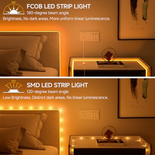 FCOB COB LED Strip Lights 5V USB Powered Warm White 2700K (Warm White 2700K / 9.8FT)