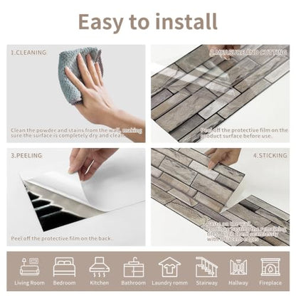 10 Sheet Brick Peel and Stick Kitchen Backsplash Tiles