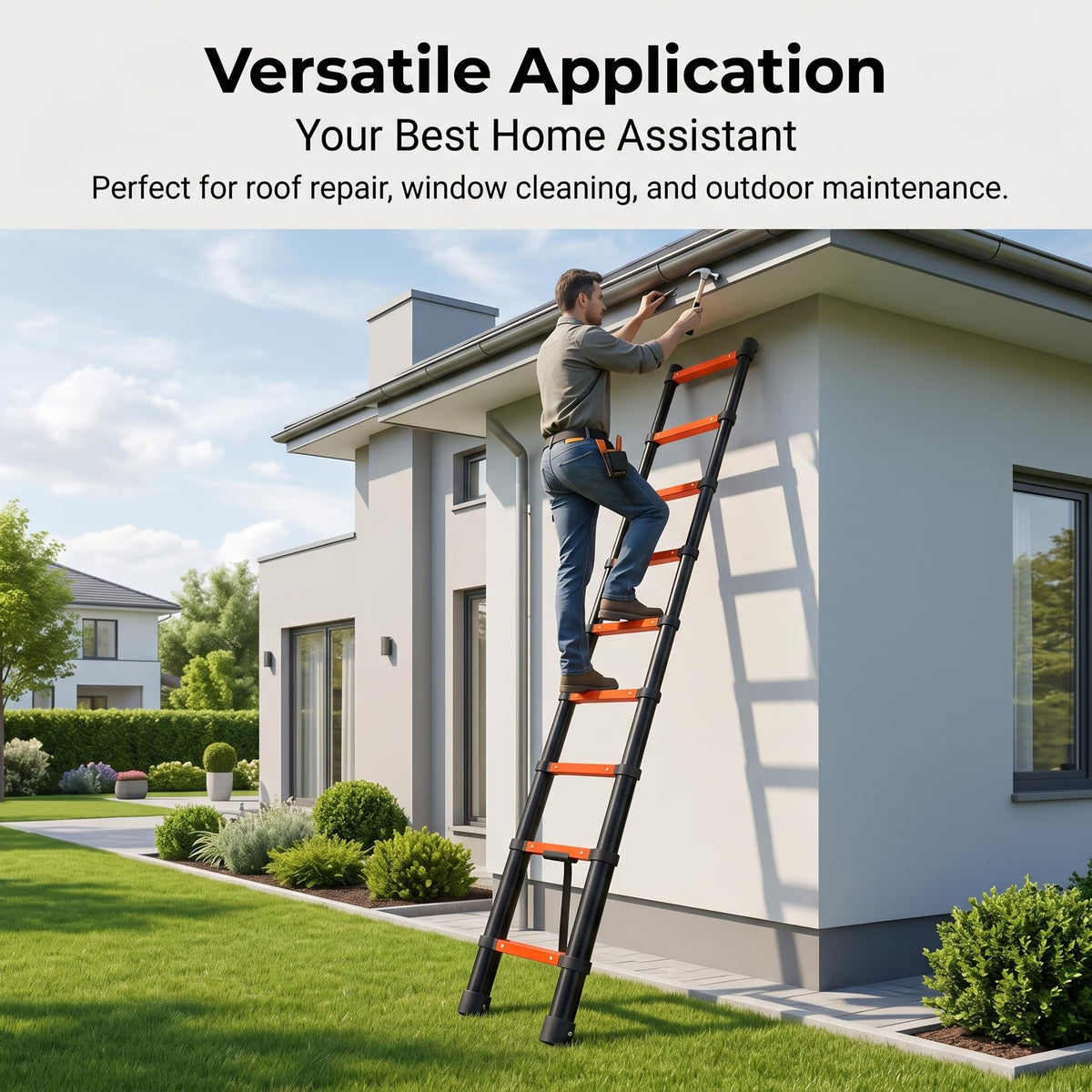 Iron Telescoping Ladder 12.5FT 300lb Quick (12.5FT)
