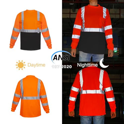 High Visibility Long Sleeve Reflective Safety Shirt for Working