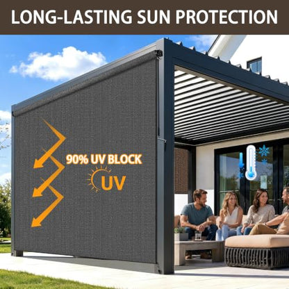 Outdoor Roller Shades for Patio (Grey / 84"W x 72"H)