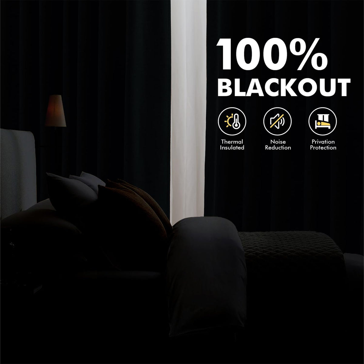 100% Blackout Linen Curtains for Bedroom 42 x 63 Inch Grey 2 Panels (Grey / 42"W x 63"L (Pack of 2))
