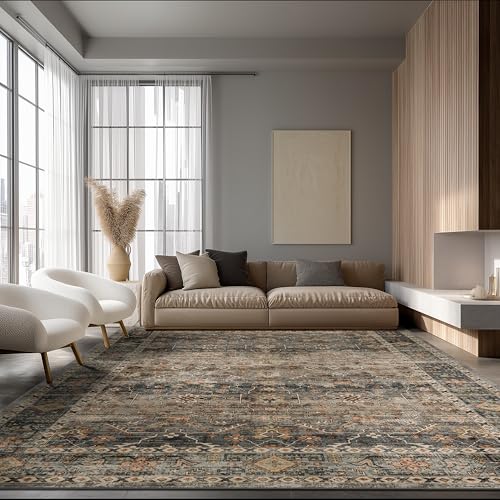 Washable Area Rug 9×12 for Living Room (Camel / 9' x 12' (Rectangular))