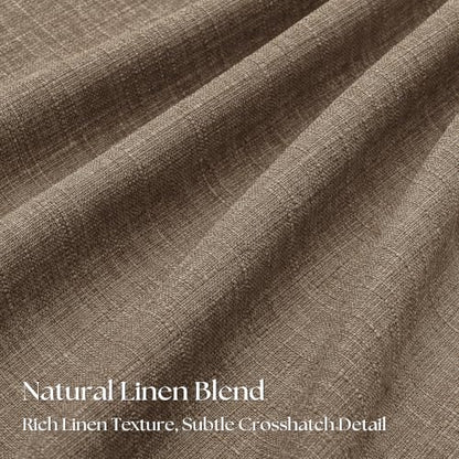 Dark Flax Pinch Pleated 100% Blackout Linen Bedroom Curtains 84 Inch Length (Dark Flax / 50"W x 84"L (Pack of 2))