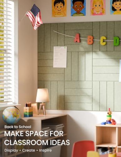 36" x 24" Large Felt Bulletin Board (Sage / Bold-stripe 6-pack)