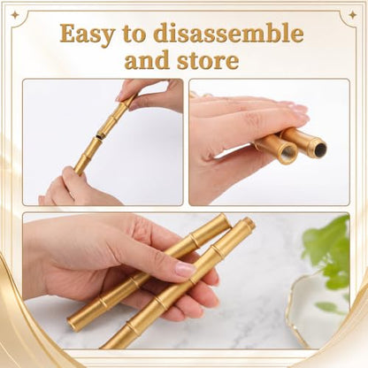 2 Pcs 14.5" Luxury Gold Bamboo Floor Lamp Metal Bamboo