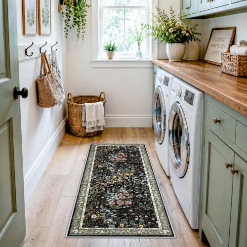 Washable Kitchen Runner Rug 2x5 (Black / 2x5)