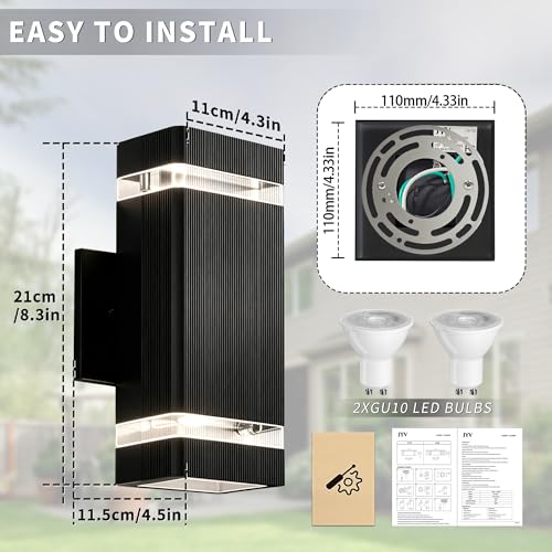 Plastic Square Outdoor Wall Lights 1 Layer