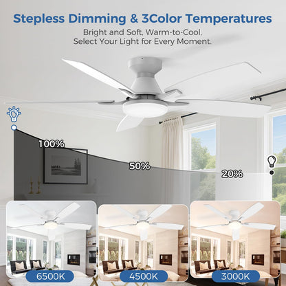 52 Inch Ceiling Fans with Lights (White / 52Inch)
