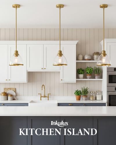 1 Light Brushed Gold Glass Pendant Light (Brushed Gold)