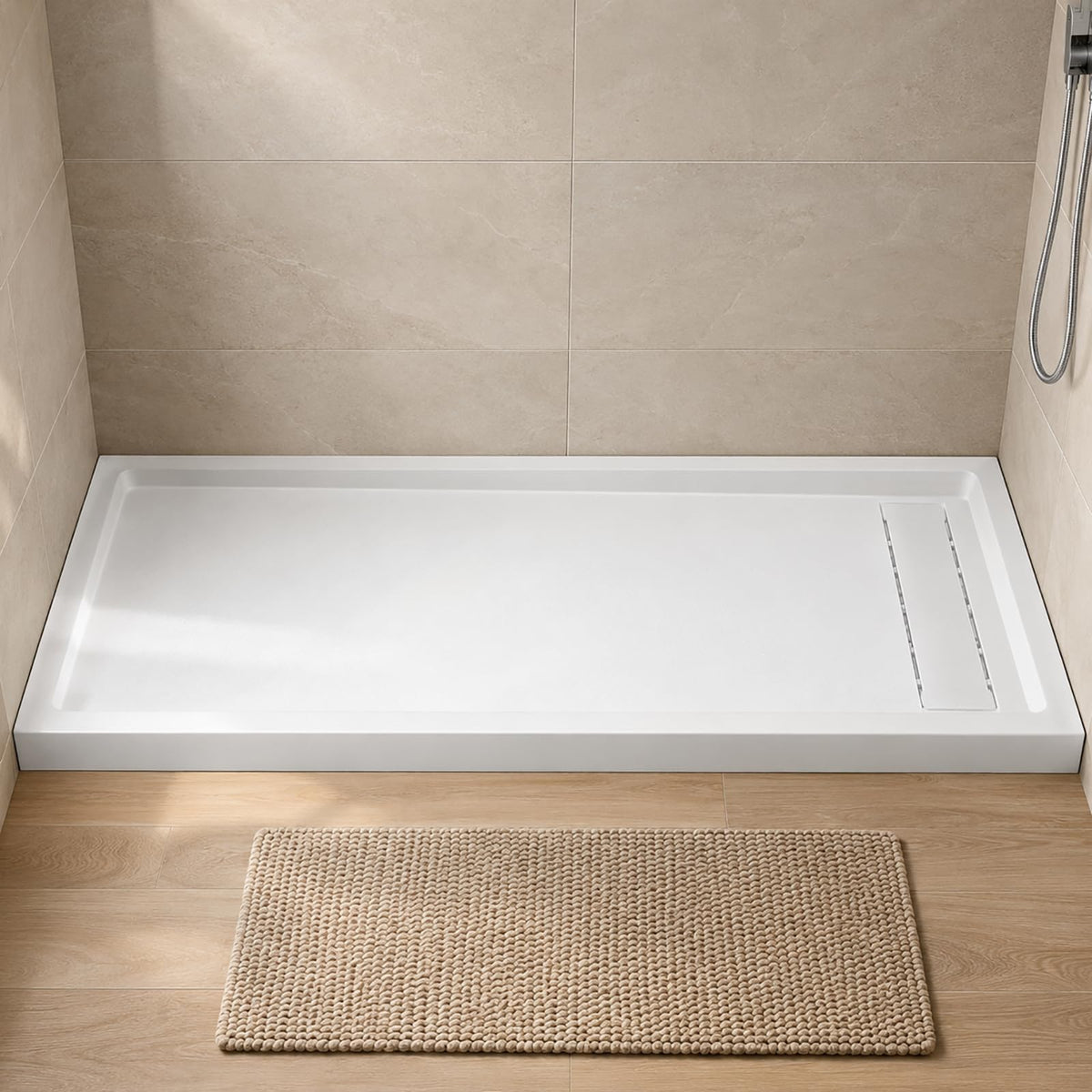 60"L x 30"W Shower Base with Right Drain