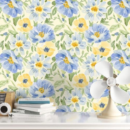 Watercolor Floral Peel and Stick Wallpaper Vintage Botanical Contact Paper