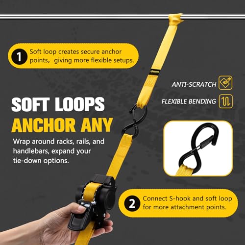 Retractable Ratchet Straps 1" x 12'
