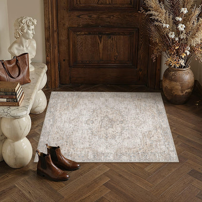 Beige Area Rugs 2x3 Washable Rug Indoor Carpet (Multi Beige / 2' x 3' (Rectangular))