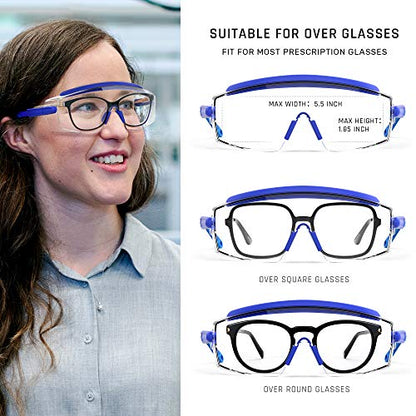 Anti fog Safety Glasses Over Glasses (Blue)