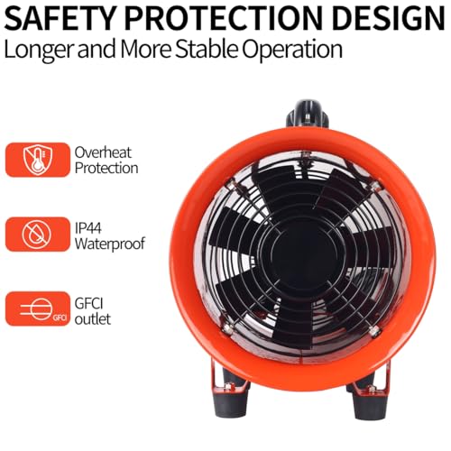 8 Inch Industrial Portable Air Blower Ventilator with Hose