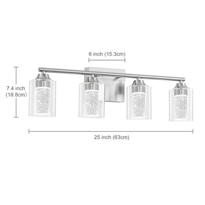 4 Light Brushed Nickel Bathroom Vanity Light with 3 Color Modes (4-light / Brushed Nickel)