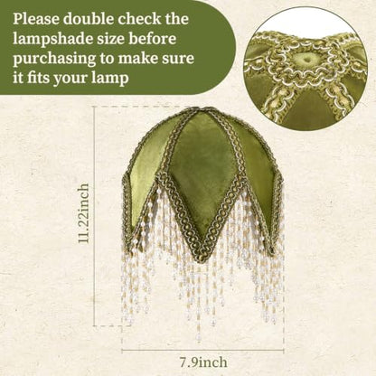 vintage Lampshade With Olive Green Velvet Tassel