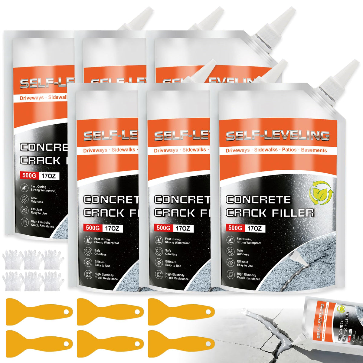 Self Leveling Concrete Crack Filler 6 Pack (105 OZ(Pack of 6))