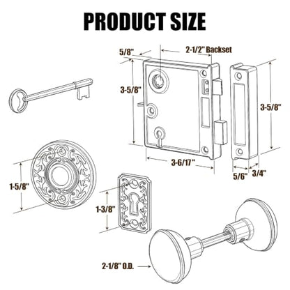 Vintage Rim Lock Set