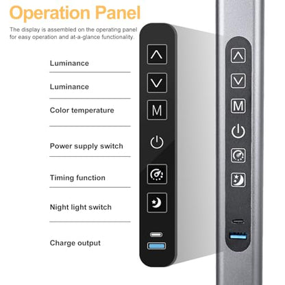 LED Desk Lamp for Home Office with Full Spectrums Eye Care (Black)