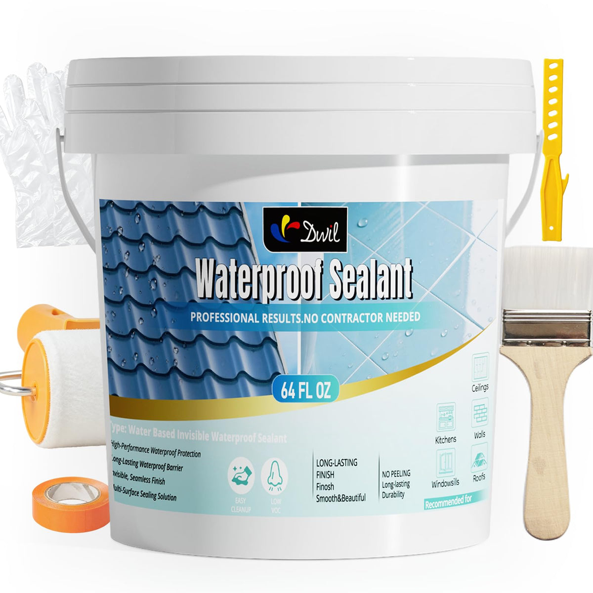 Transparent Waterproof Sealant Clear Leak Repair Coating (64 FL OZ)