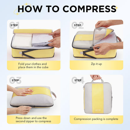 Compression Packing Cubes Garment Bags (Yellow)