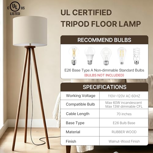 Tripod Floor Lamp for Bedroom