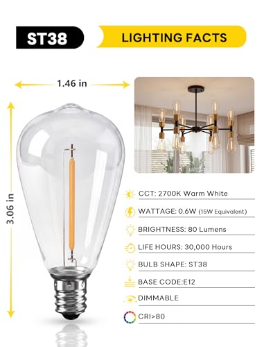 ST38 LED Replacement String Light Bulbs