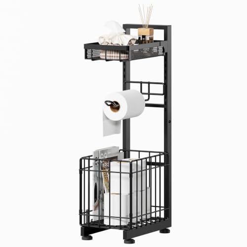 Toilet Paper Holder Stand with Storage Shelf